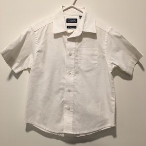 Chaps Boys Toddler Size 4-5 XXSmall Button Down Dress Shirt, Stretch, White
